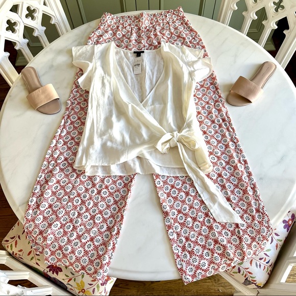 Ann Taylor Linen Blend Ruffle Wrap Top Winter White Sz S - Picture 4 of 10